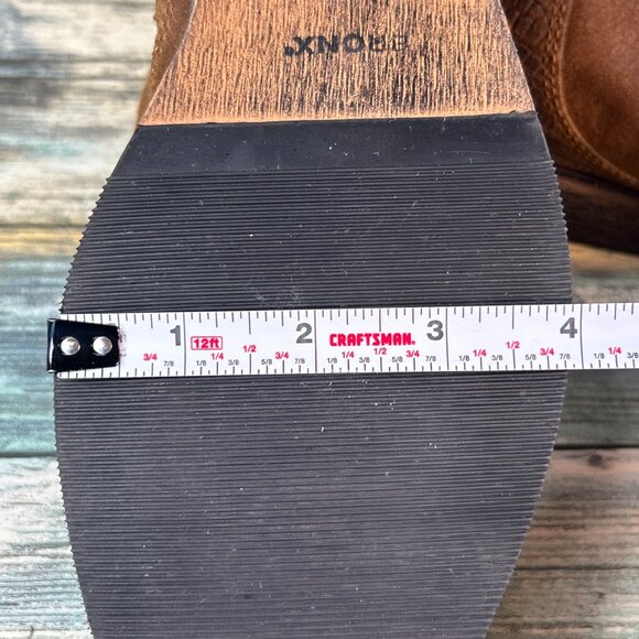 BRONX Ankle Boots Sz 10.5-11/41 Brown Leather Block Heel Bootie Casual Zip Up - Picture 10 of 12